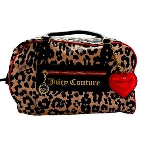 Juicy Couture Bag Clashing Hearts Brown Leopard Travel Bag
14"L x 6"W x 11"H